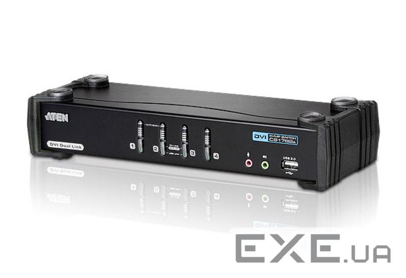 4-портовий KVMP комутатор з підтримкою USB, DVI, кабелі в комплекті (CS1784A-AT-G)