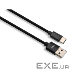 Дата кабель USB 2.0 AM to USB-C 1.0m nylon black Vinga (VCPDCTCNB1BK)