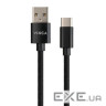 Дата кабель USB 2.0 AM to USB-C 1.0m nylon black Vinga (VCPDCTCNB1BK)