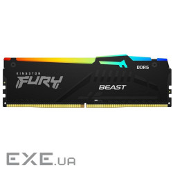 Пам"ять 8Gb DDR5, 5200 MHz, Kingston Fury Beast RGB, Black, 36-40-40, 1.25V, з раді (KF552C36BBEA-8)