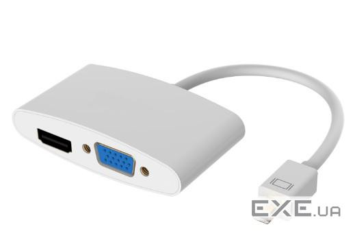 Конвертер mini Display Port (тато) на HDMI / VGA (мама ) 30cm, Silver, 4K/2K, (YT-C-mnDP(M)/HDMI/VGA(F))