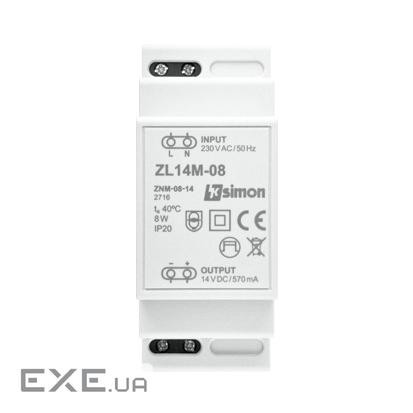Блок питания для LED светильников, монтаж на DIN-рейку 35мм, 14В 8Вт (ZL14M-08)