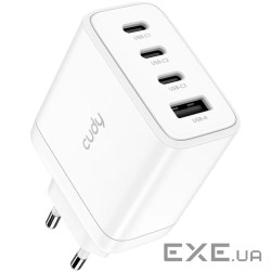 Зарядний пристрій 4xUSB 70W, (GaN, 1хUSB-C, QC+PD 3.0, вилка ЄС, для iPhone 12) , Cudy (CH70_EU)