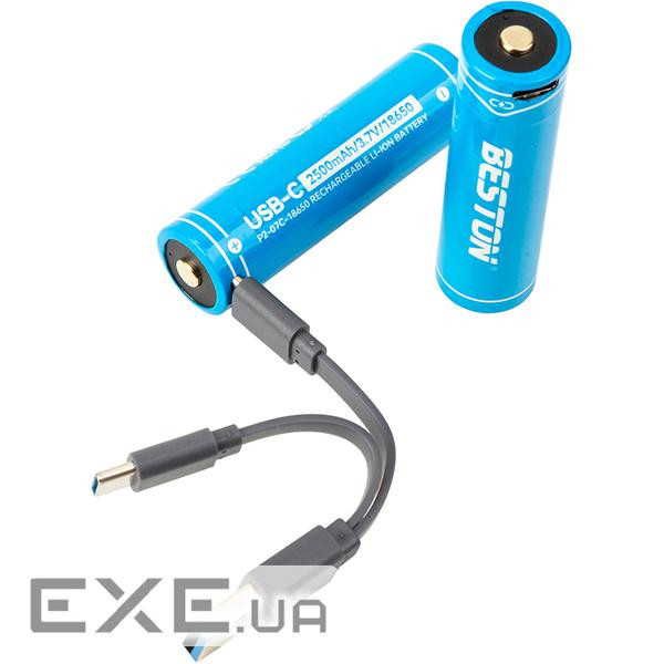 Батарея Beston USB Type-C 18650, 3.7V 2500MAH, Li-Ion, 2 шт (AA620371)
