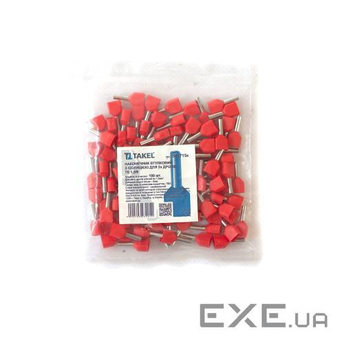 Втулковий наконечник з ізоляцією для двох дротів TE 1.5/8 100шт червоний (087521)