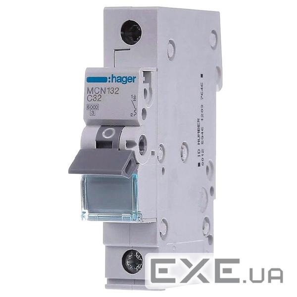 Автоматичний вимикач Hager 1-п. C 32A (6kA) 1M (A) (MCN132)