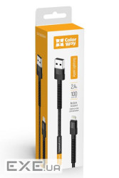 Дата кабель USB-A to Lightning 1.0m 2.4А black ColorWay (CW-CBUL063-BK)