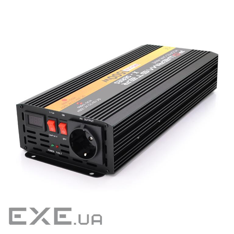 Інвертор напруги POWERMASTER-1500 (900Вт), 12 / 220V, approximated, 1 універсальна розетка, клем + к