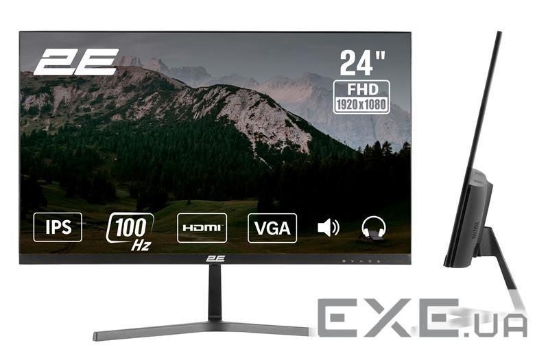 Монітор 2E 23.8" D2425B D-Sub, HDMI, MM, IPS, 100Hz, FreeSync (2E-D2425B-01.EU)
