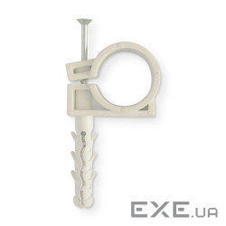 Обойма для кріплення труб D25-27 з дюбелем D10/42 з ударним шурупом, сіра, Інстал (пак.25шт (OBT25G) (OBT25G)