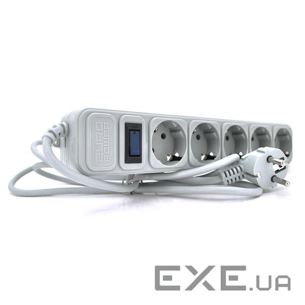 Мережевий подовжувач EUROPOWER EPG530, 220В, 2 КВт, 5 розеток, 3 м, сечение 3х0,5мм, серый, п