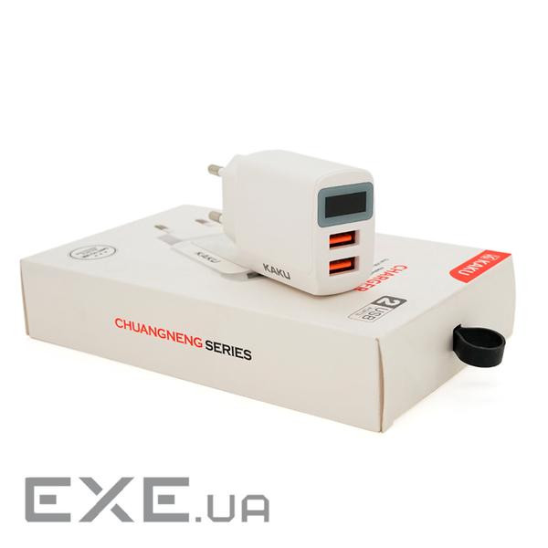СЗУ AC100-240V iKAKU KSC-180 CHUANGNENG, 2xUSB, 2.4A, з цифровим дисплеєм, Whit (KSC-180-CHUANGNENG) , Whit (KSC-180-CHU
