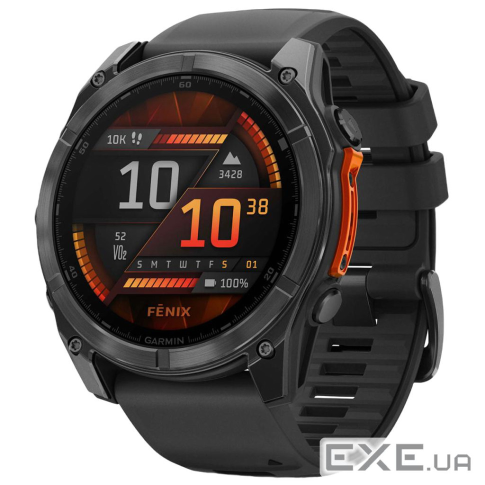Смарт-годинник Garmin fenix 8 51mm, AMOLED, Glass/SS, SlateGray Steel/Black,BlkBnd, G (010-02905-00)
