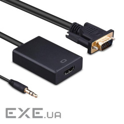 Конвертер VGA to HDTV Adapter + Audio, Black, Full HD 1080P, Blister (YT-C-VGA/HDTV+AUX)