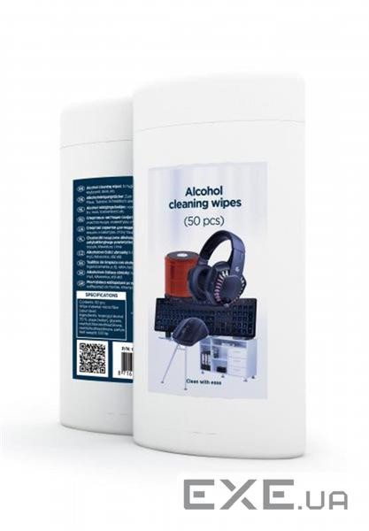 Серветки Gembird Alcohol cleaning wipes (50 pcs), micro-fiber (CK-AWW50-01)