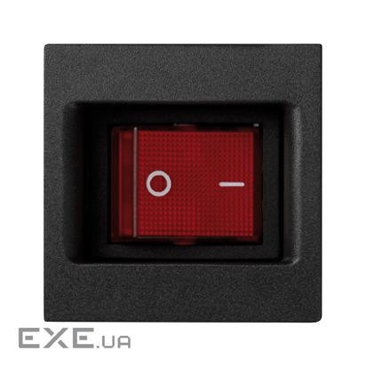 Вимикач двополюсний K45 45x45мм з індикацією ввімкнення, 250V, 16A, чорний (KL04/14)