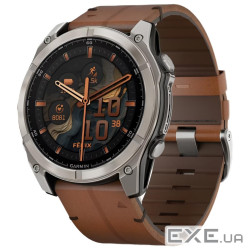 Смарт-годинник Garmin fenix 8 51mm,AMOLED,Sapphire, Bare Ti, Blk/Chsnt Lthr (010-02905-40)