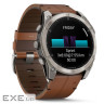 Смарт-годинник Garmin fenix 8 51mm,AMOLED,Sapphire, Bare Ti, Blk/Chsnt Lthr (010-02905-40)