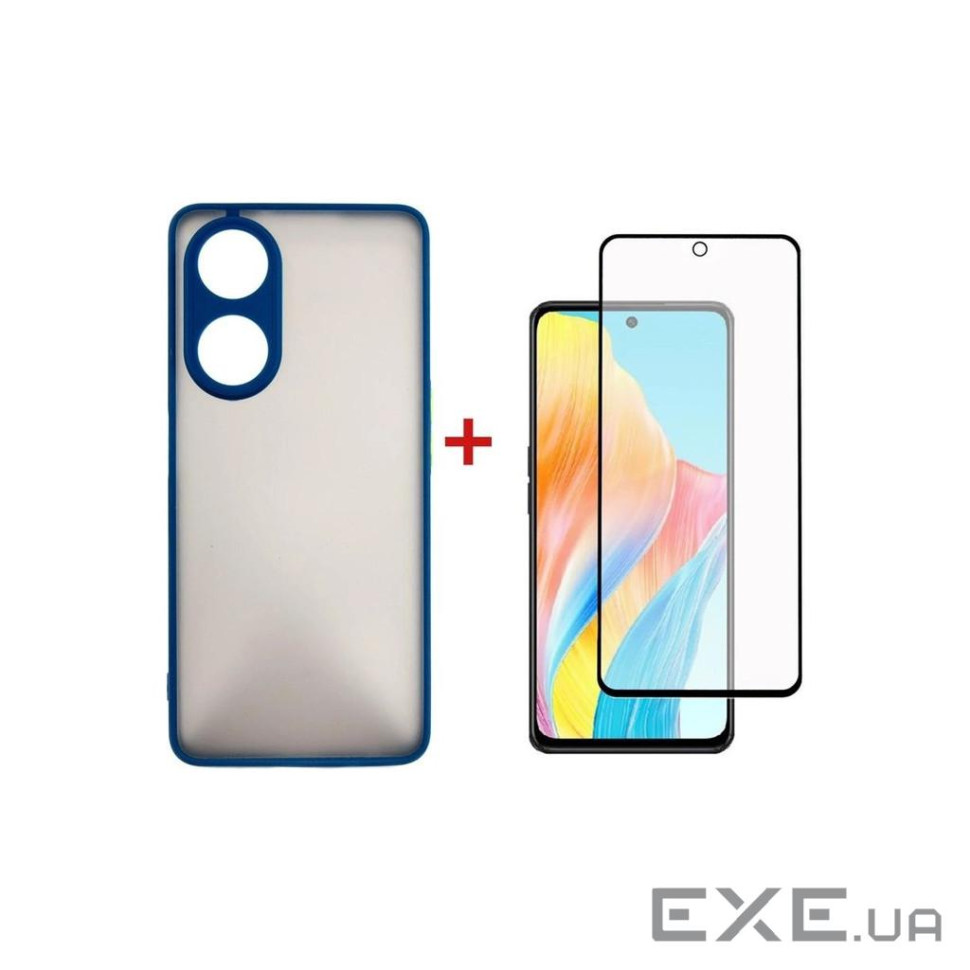Чохол до мобільного телефона Dengos Kit for OPPO A98 5G case + glass (Blue) (DG-KM-39)