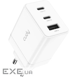 Зарядний пристрій 3xUSB 67W, (GaN, 1хUSB-C, QC+PD 3.0, вилка ЄС, для iPhone 12) , Cudy (CH67_EU)