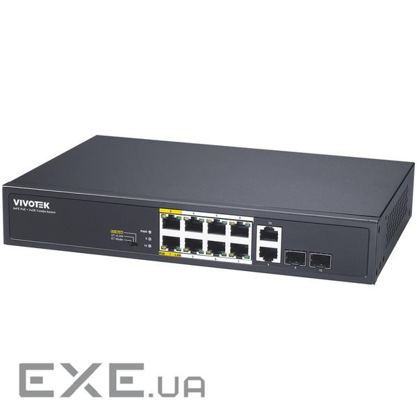 Комутатори VIVOTEK AW-FGT-100D-120, Unmanaged 8xFE PoE + 2xGE Combo Switch