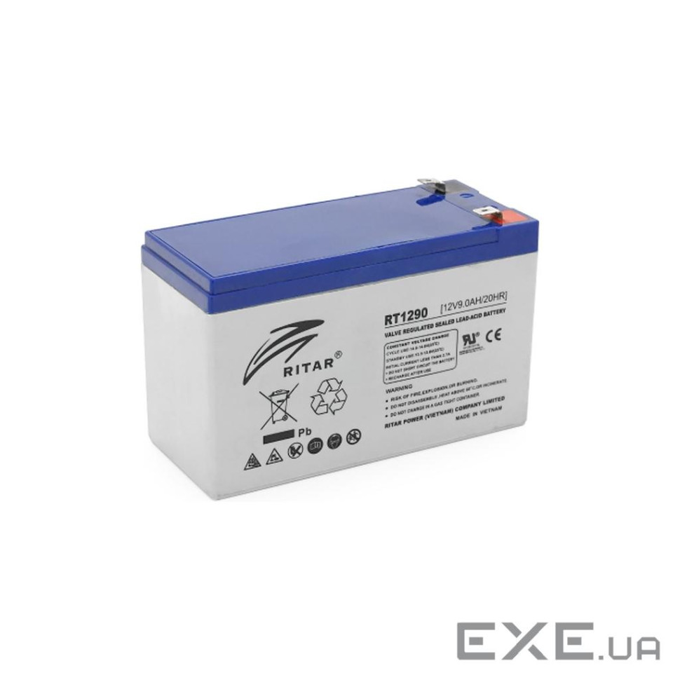 Акумуляторна батарея AGM RITAR RT1290, Gray Case, 12V 9.0Ah ( 151 х 65 х 94 (100) ) Q12 (RT1290 Q12)