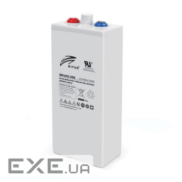 Акумуляторна батарея RITAR OPzV 2-350, Gray Case, 2V 350.0Ah (1200 С) (206 х 124 х 470(505)) 27 кг
