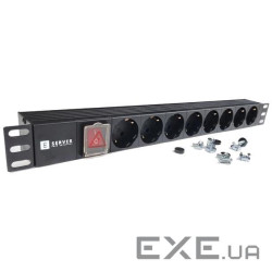 Удлинитель на 8 розеток EServer 220В 19" 1U (EServer 220В 19" 1U 14407)