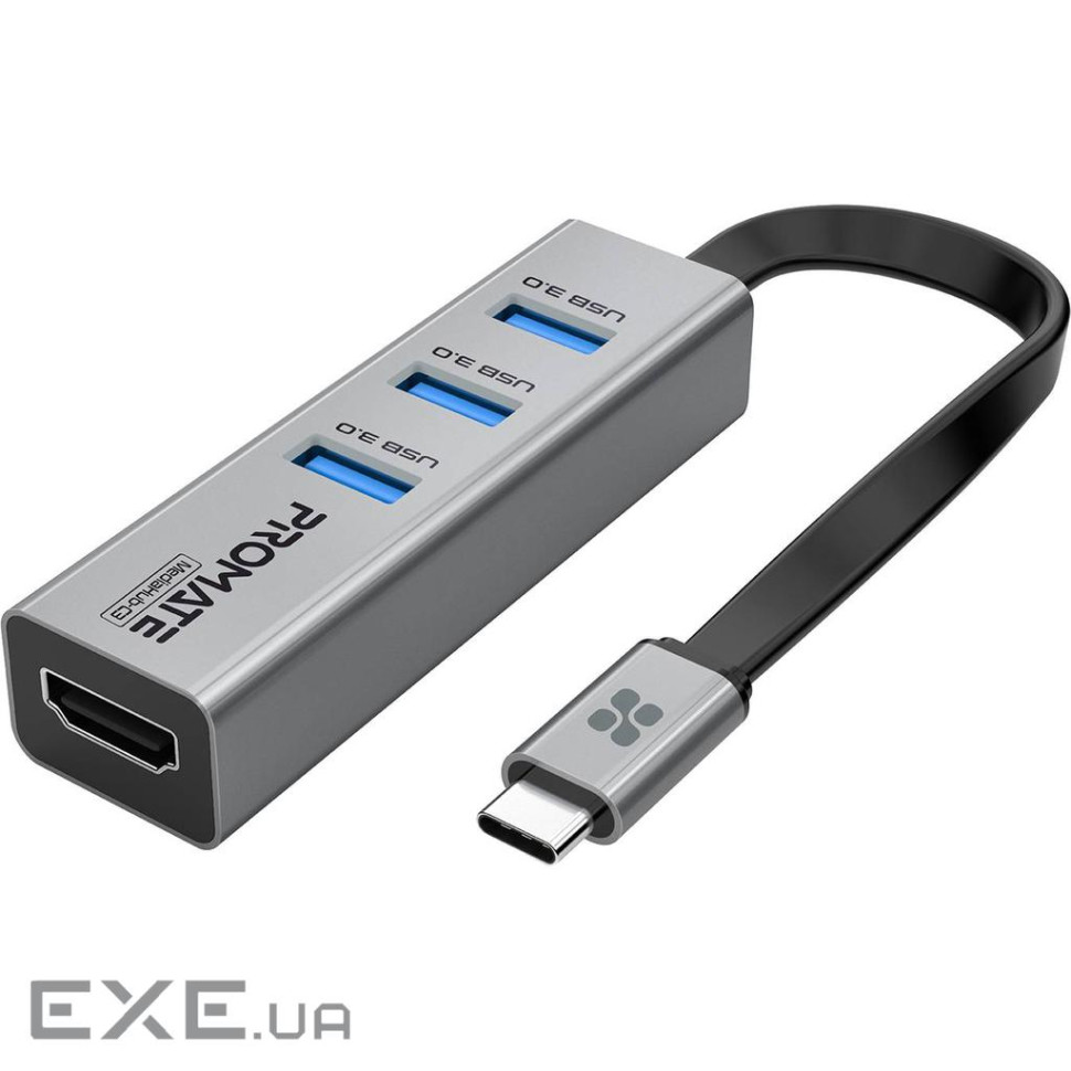 USB-хаб Promate MediaHub-C3 USB Type-C Grey (mediahub-c3.grey)