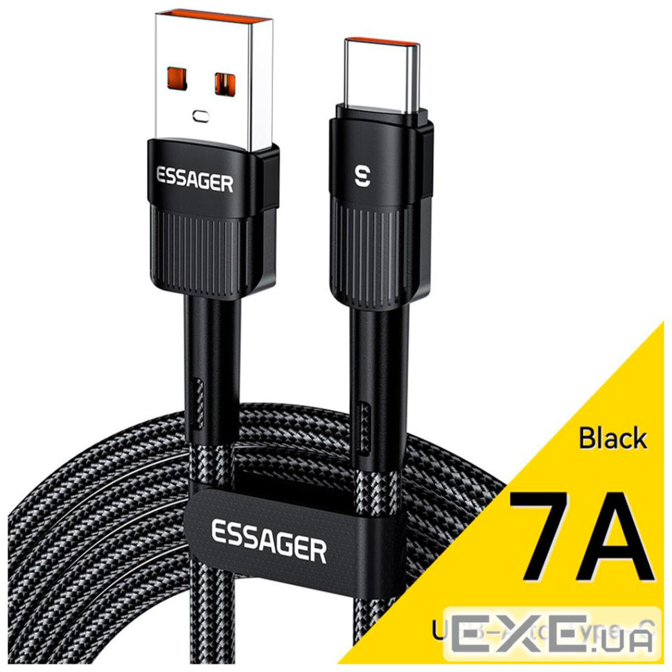 Дата кабель USB 2.0 AM to USB-C 3.0m 7A black Essager (EXCT-XCC01)