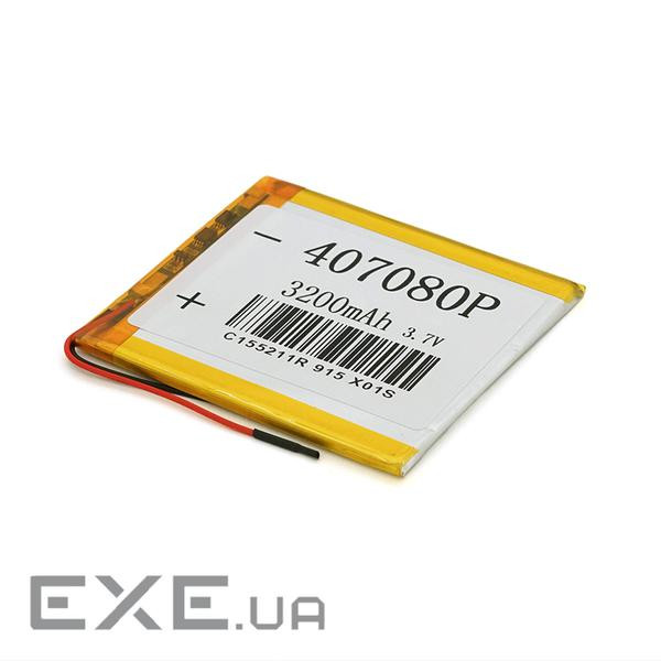 Літій-полімерний акумулятор 4*70*80mm (Li-ion 3.7В 3200мА&middot,год) (407080) ) (407080)