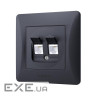 Телефонна розетка Videx BINERA CAT3+CAT3 подвійна чорна (VF-BNSK2TF3-BG)
