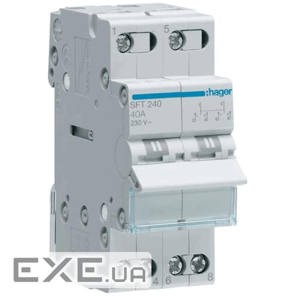 Перемикач I-0-II із загальним виходом зверху, 2-пол., 40А/230В Hager SFT240