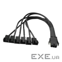 Кабель живлення внутрішній PCIePower 6p-FanPower 3p F/M,x6 (6x12V) 0.27m Sleeve,чорний (62.09.8303-1