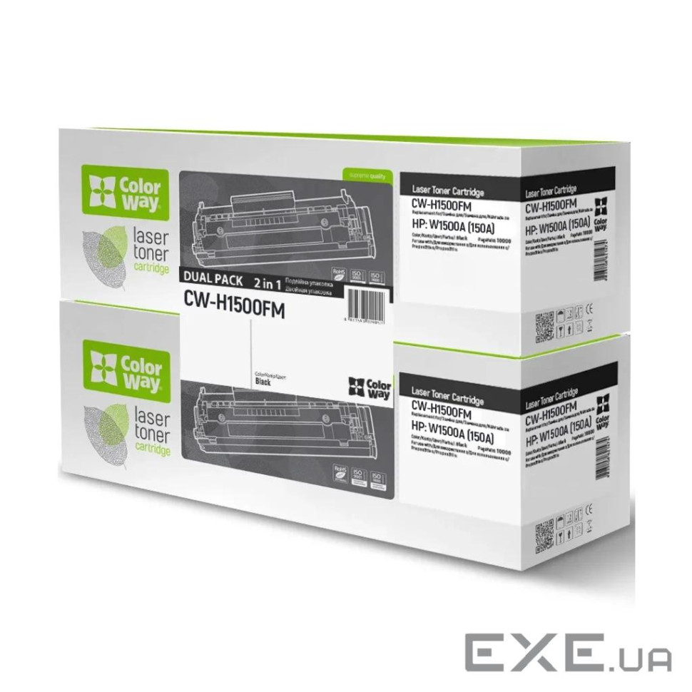 Картридж HP 150A (W1500A), Black, LJ M111/M141, 975 стор, ColorWay, Dual Pack (CW-H1500FM)