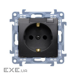 Розетка електрична SIMON10 SCHUKO IP44 з кришкою, графіт (CGSZ1B.01/49A) (CGSZ1B.01/49A)