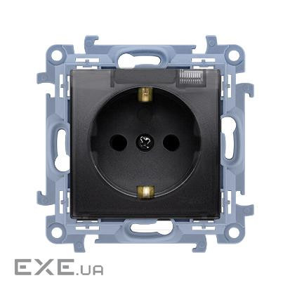 Розетка електрична SIMON10 SCHUKO IP44 з кришкою, графіт (CGSZ1B.01/49A) (CGSZ1B.01/49A)