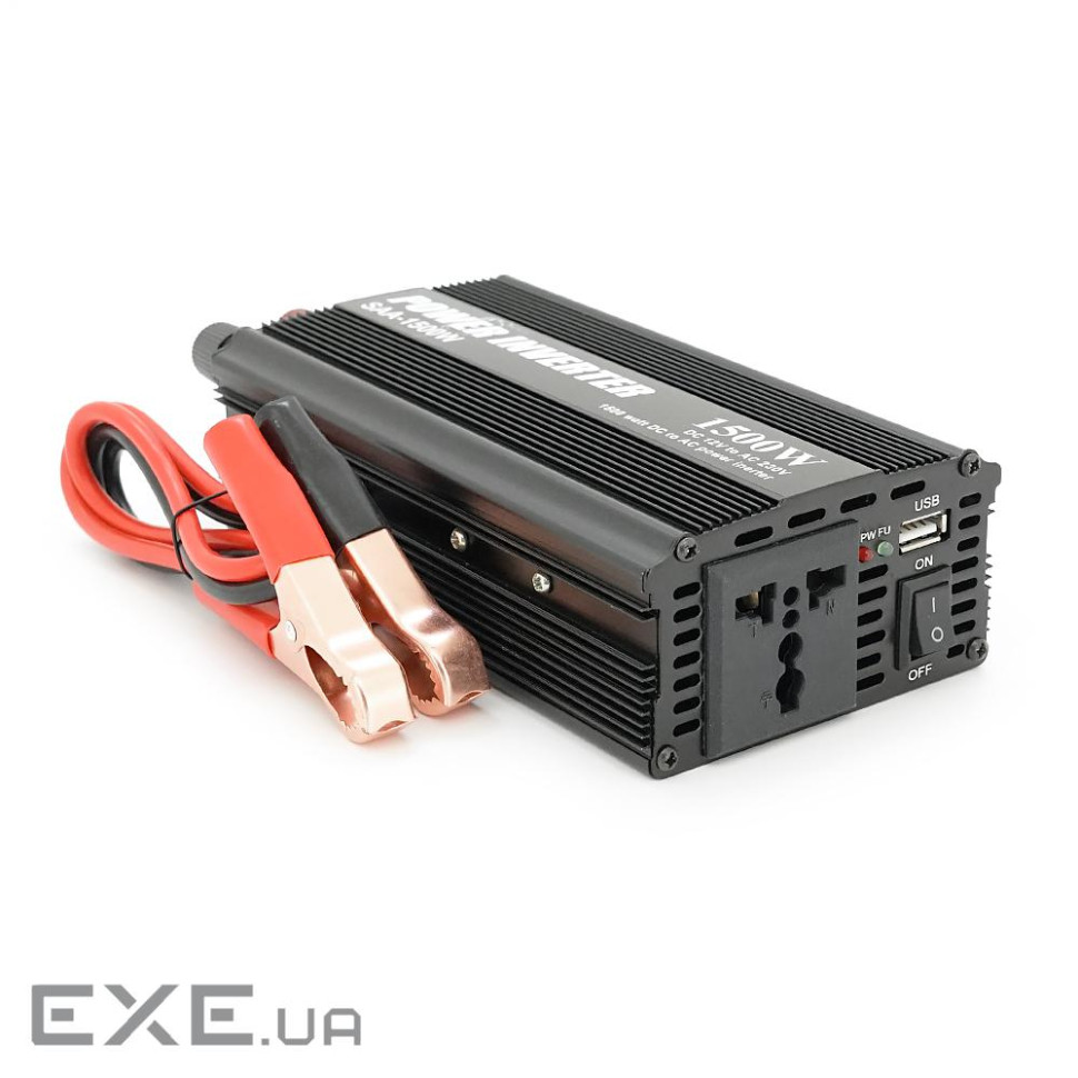 Інвертор напруги PI 1500ВА(900Вт), 12 / 220V, approximated, 1 універсальна розетка, кле (PI1500ВА)