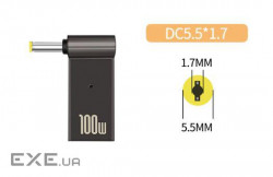 Адаптер PD 100W USB Type-C Female to DC Male Jack 5.5x1.7 mm – для зарядж. ноутів (PD100W-5.5x1.7mm) (PD100W-5.5x1.7mm)