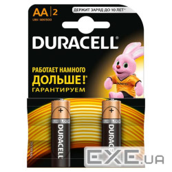 Батарейка Duracell AA лужні 2 шт. в упаковці (5000394058163 / 81551267)
