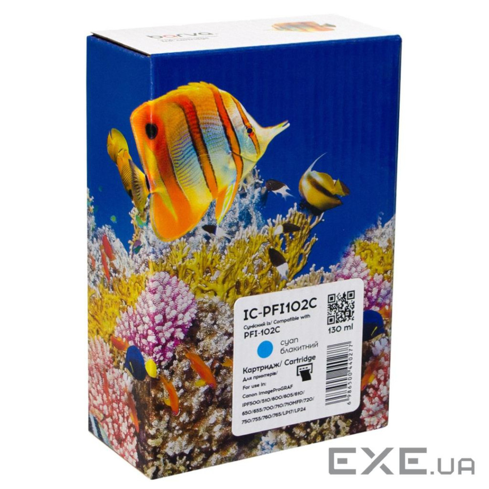 Картридж Barva Canon PFI-102C (0896B001) 130 мл, cyan (IC-PFI102C)