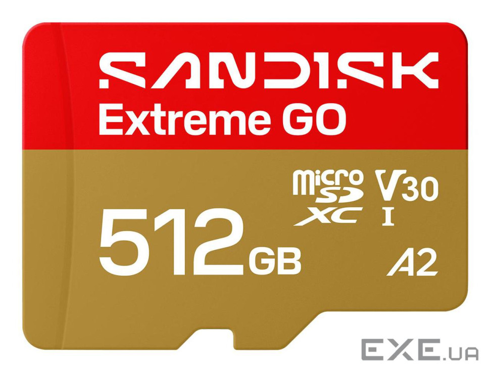 Карта пам"яті SANDISK Extreme GO SDXC 512GB UHS-I V30 A2 (SDSQXGN-512G-GN6MN)