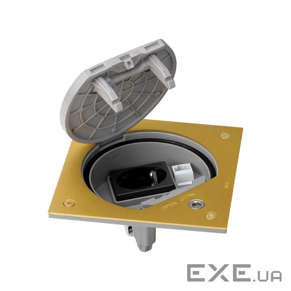 Люк IP66 під ключ у комплекті з 1x220 Schuko та 1xRJ45 кат.5е UTP, латунь (KSE15USEC/23/71)