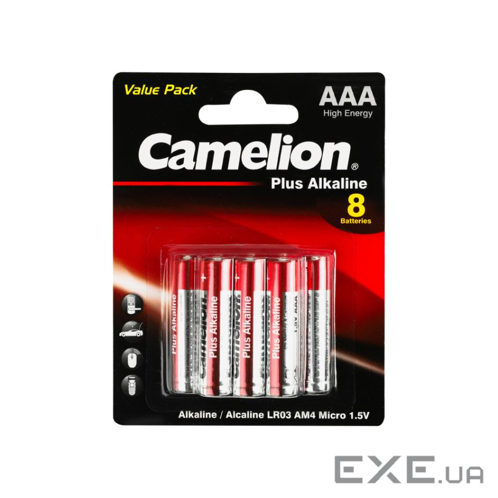 Батарейка Camelion AAA LR03 Plus Alkaline * (5+3) (LR03-BP5+3)