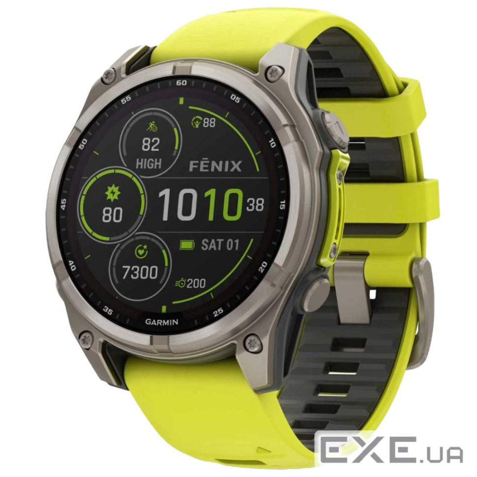 Смарт-годинник Garmin fenix 8 47mm,Saph Solar, BareTi/Graphite,AmpYe/GrphBnd (010-02906-21)