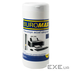 Серветки Buromax Wet wipes for OFFICE Equipment 100pcs, tube (BM.0801)