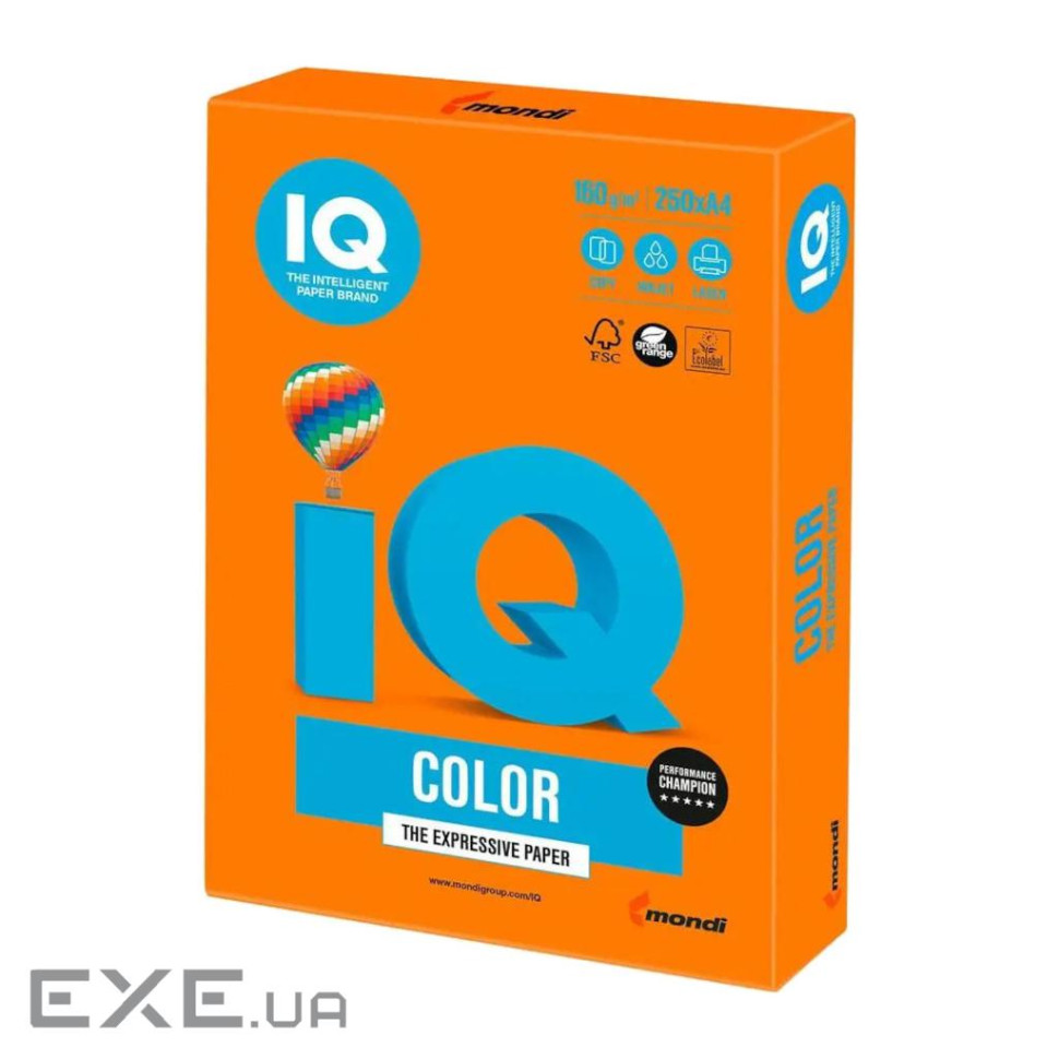 Папір Mondi IQ color А4 intensive, 160g 250sh Orange (OR43/A4/160/IQ)