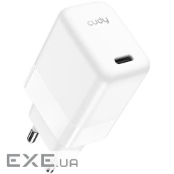 Зарядний пристрій 1xUSB 30W, (GaN, 1хUSB-C, QC+PD 3.0, вилка ЄС, для iPhone 12) , Cudy (CH30_EU)