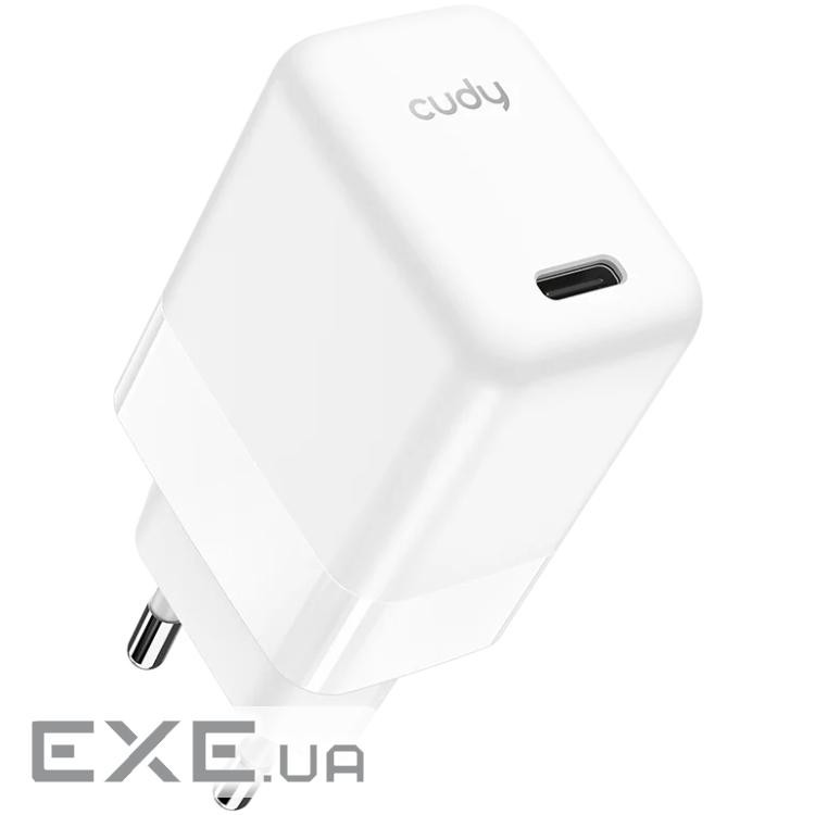 Зарядний пристрій CUDY CH30 GaN Charger USB-C PD 3.0, QC 3.0, 30W White (CH30_EU)