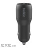 Зарядний пристрій Belkin Car Charger (24W) Dual USB-A, USB-A - Lightning, 1m, black (CCD001BT1MBK)